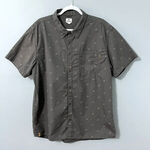 Tentree Short Sleeve Shirt Men XXL Taupe Gray Bike Around AOP Organic Cotton